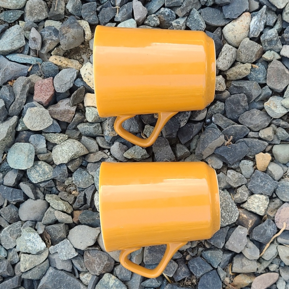 Vintage 1950's Homer Laughlin Marigold /Orange Pumpkin China Coffee Mugs